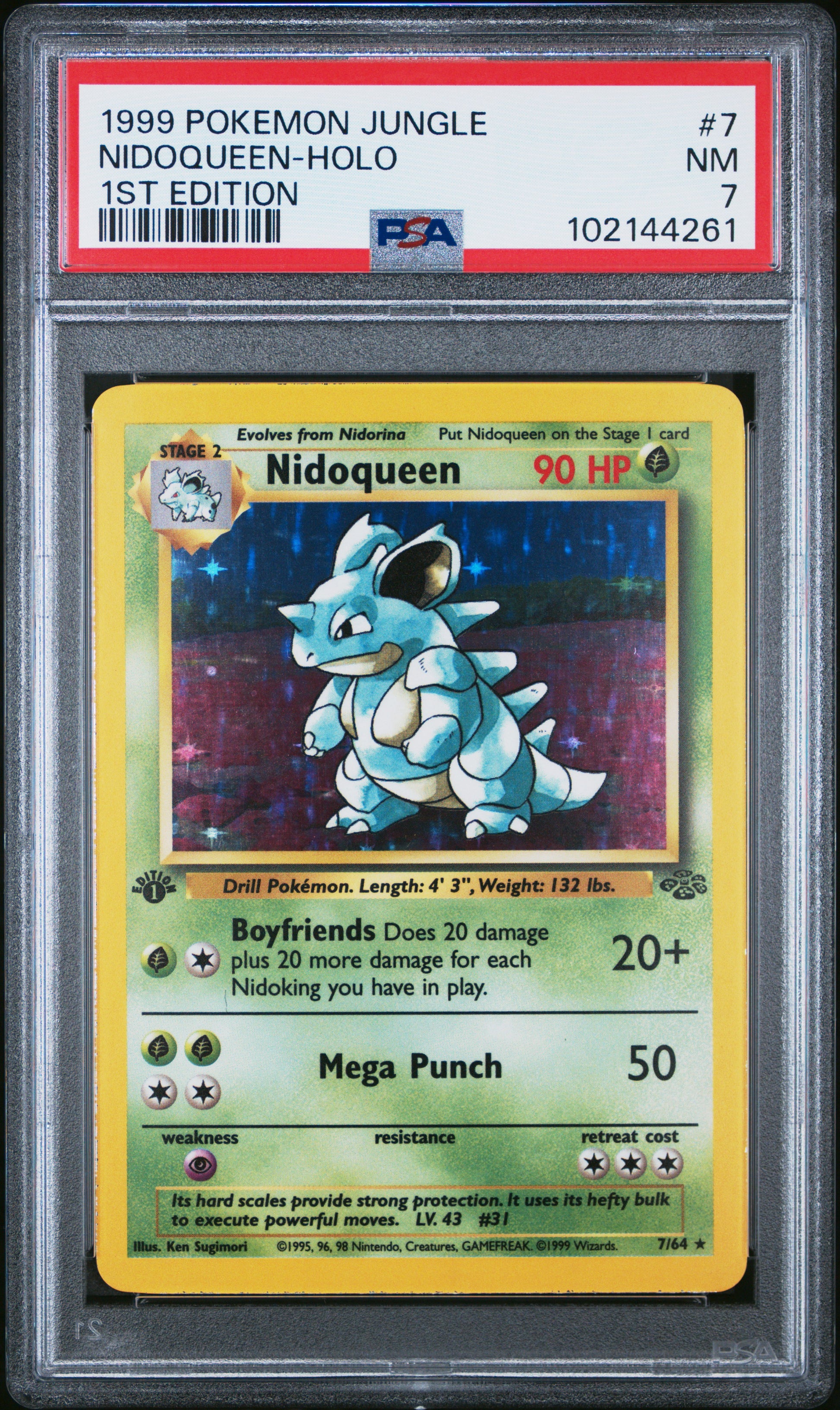 1999 Pokemon Jungle Nidoqueen-Holo #7 PSA 7