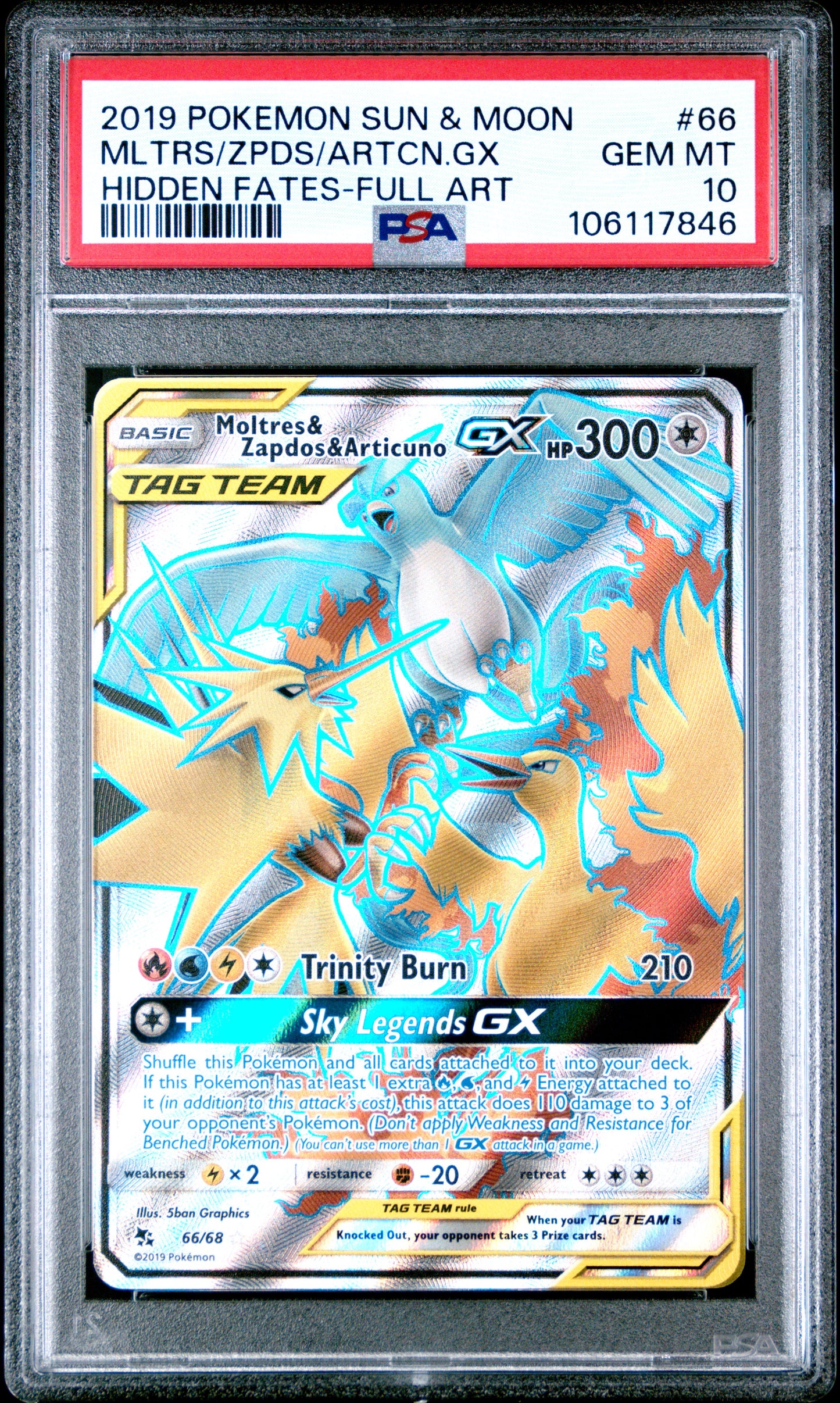 2019 Pokemon Sun & Moon Hidden Fates Mltrs/Zpds/Artcn.Gx #66 PSA 10