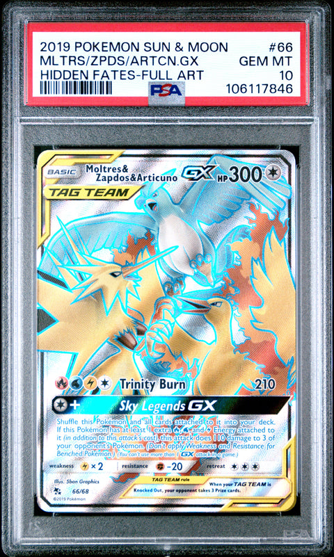 2019 Pokemon Sun & Moon Hidden Fates Mltrs/Zpds/Artcn.Gx #66 PSA 10