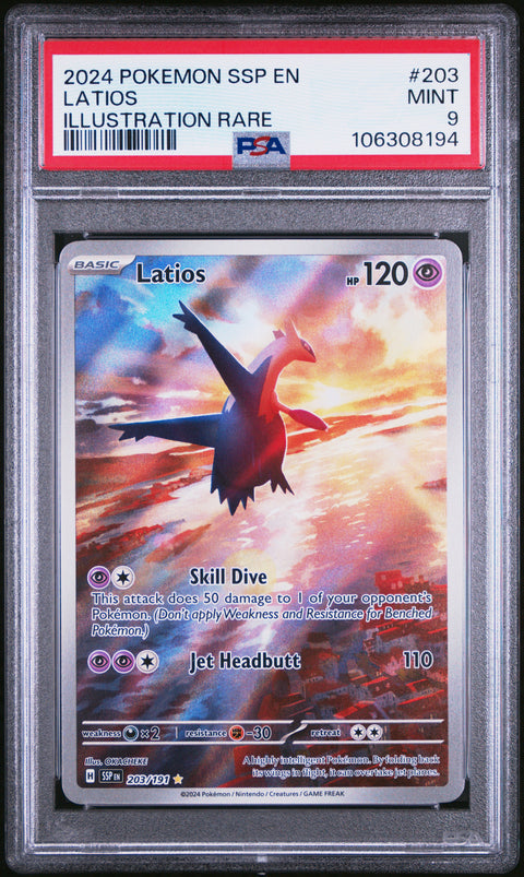 2024 Pokemon Ssp En-Surging Sparks Latios #203 PSA 9