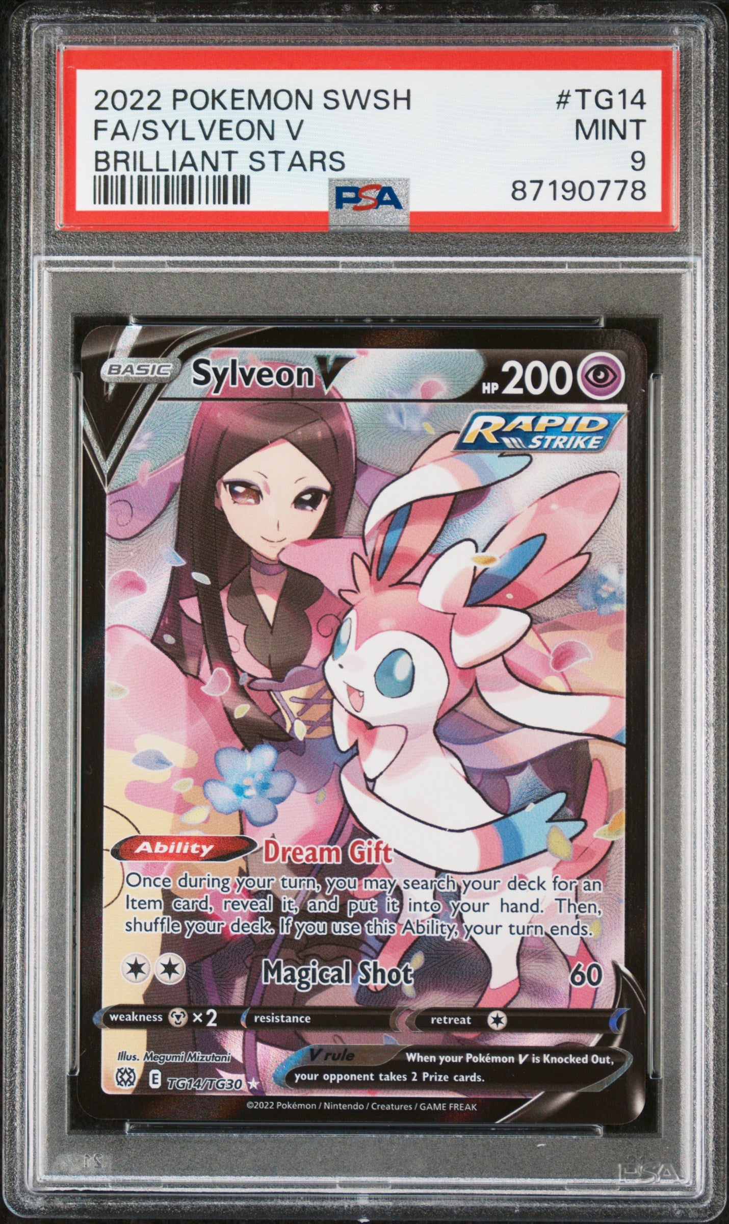 2022 Pokemon Sword & Shield Brilliant Stars Fa/Sylveon V #TG14 PSA 9