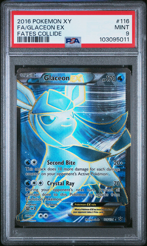 2016 Pokemon Xy Fates Collide Fa/Glaceon Ex #116 PSA 9