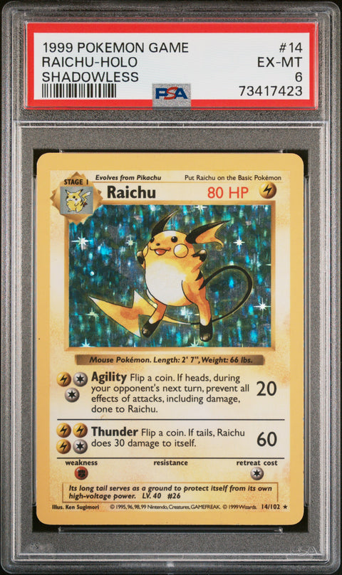 1999 Pokemon Game Raichu-Holo #14 PSA 6
