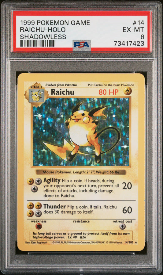 1999 Pokemon Game Raichu-Holo #14 PSA 6