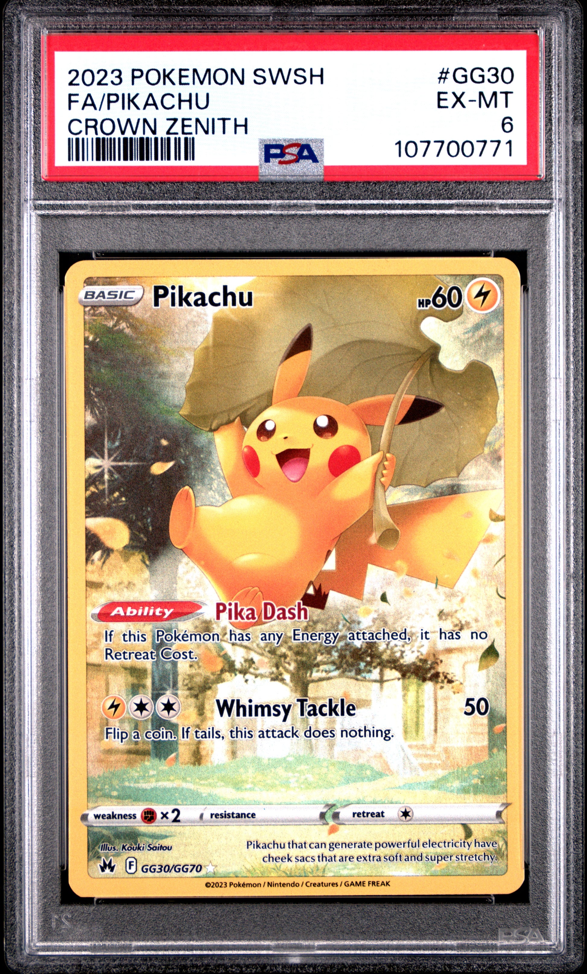 2023 Pokemon Sword And Shield Crown Zenith Fa/Pikachu #GG30 PSA 6