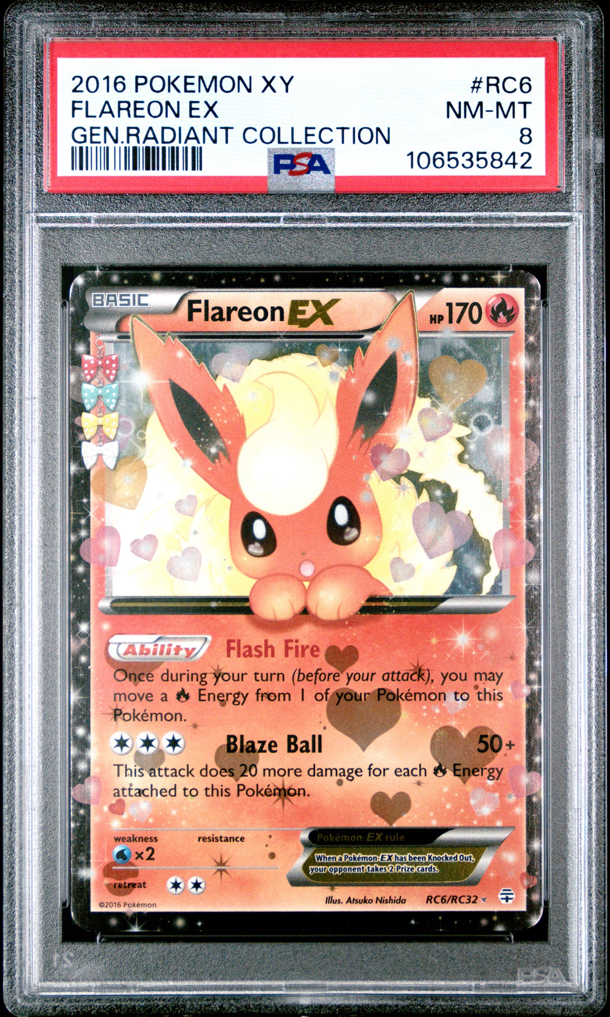 2016 Pokemon Xy Generations Radiant Collection Flareon Ex #RC6 PSA 8