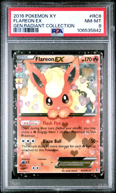 2016 Pokemon Xy Generations Radiant Collection Flareon Ex #RC6 PSA 8