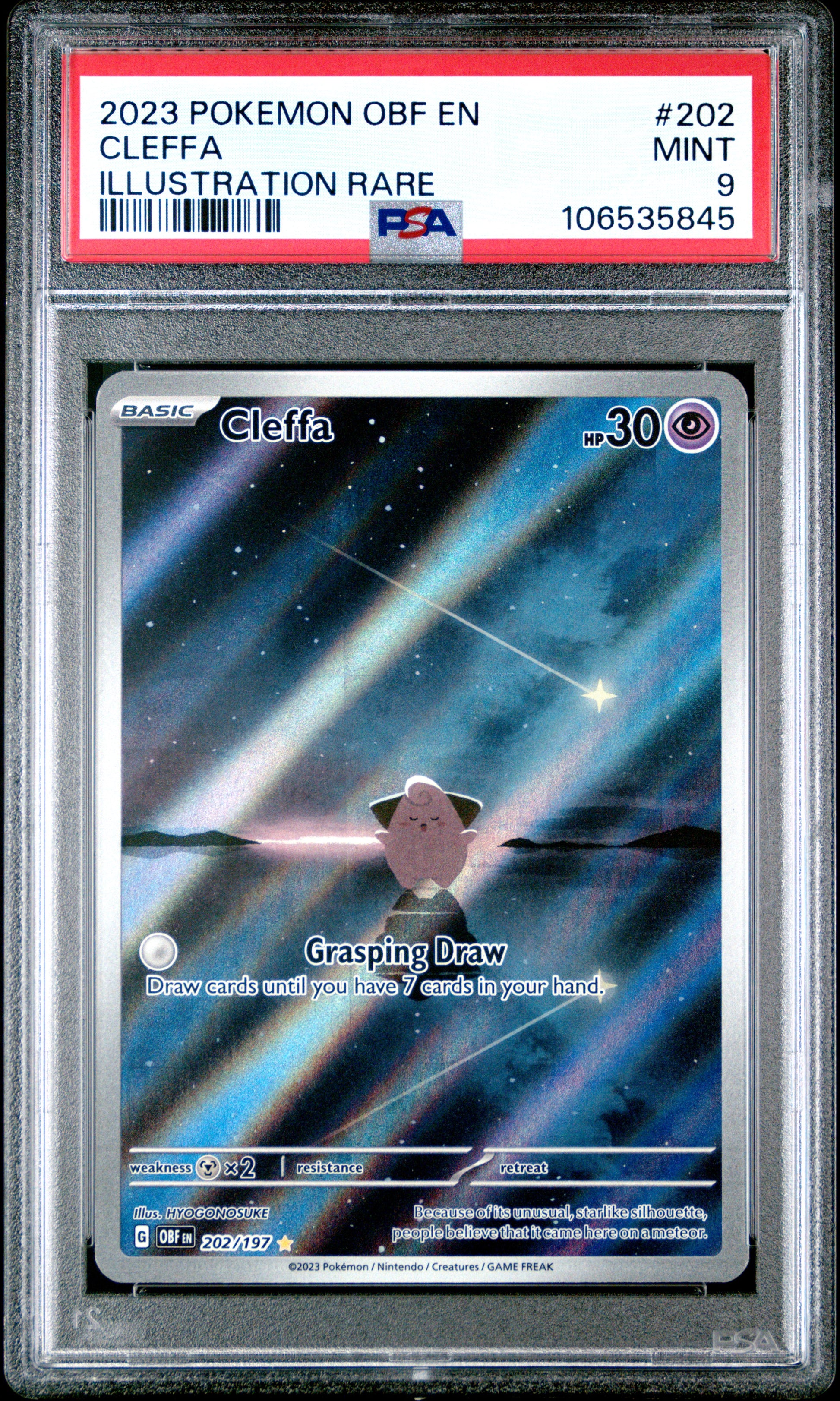 2023 Pokemon Obf En-Obsidian Flames Cleffa #202 PSA 9