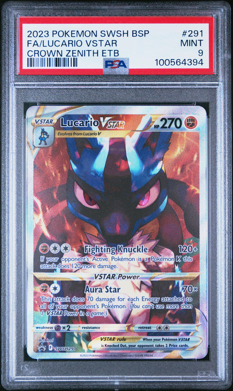 2023 Pokemon Swsh Black Star Promo Fa/Lucario Vstar #291 PSA 9