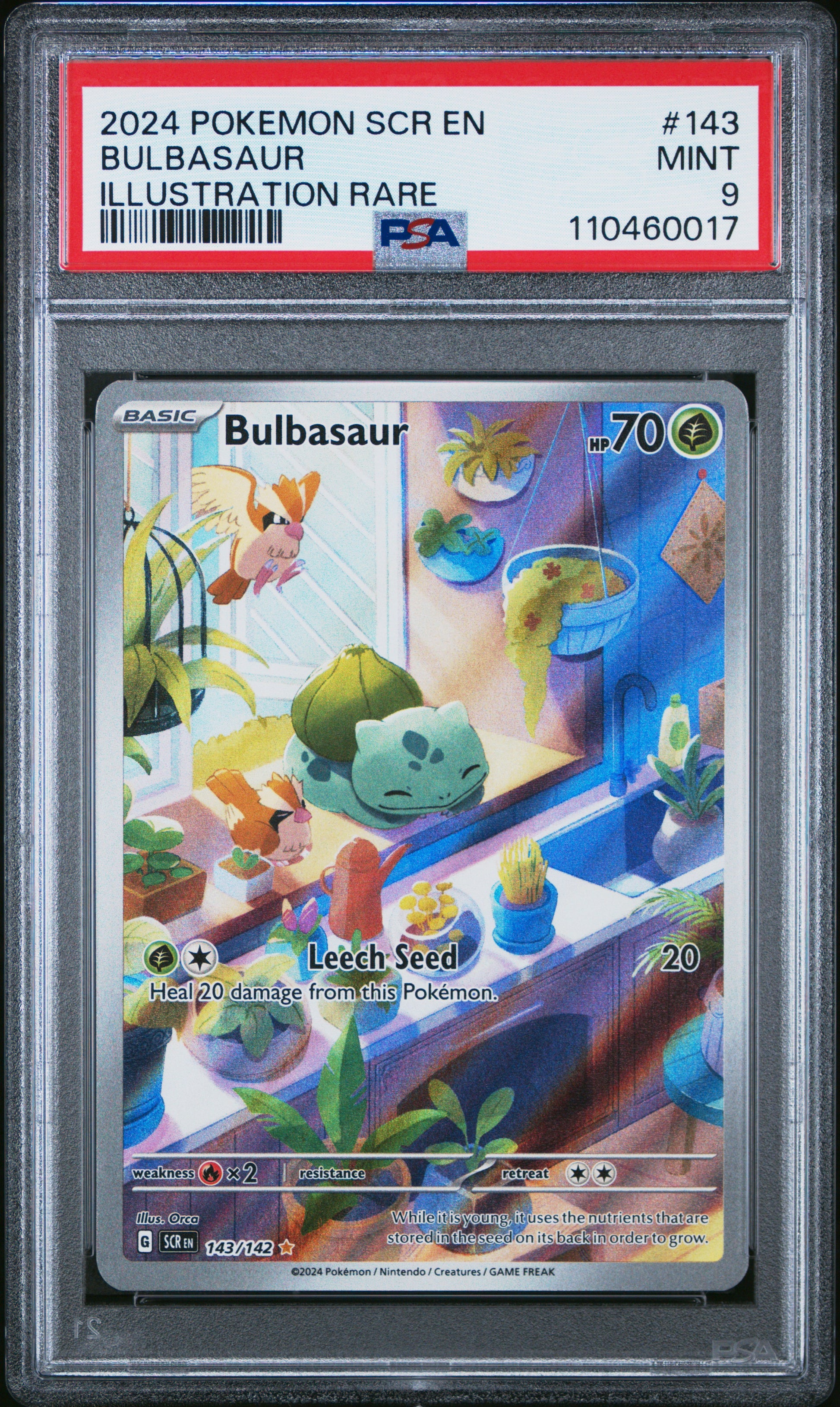 2024 Pokemon Scr En-Stellar Crown Bulbasaur #143 PSA 9 Aloha Card Shop 2024 Pokemon Scr En-Stellar Crown Bulbasaur #143 PSA 9 Aloha Card Shop