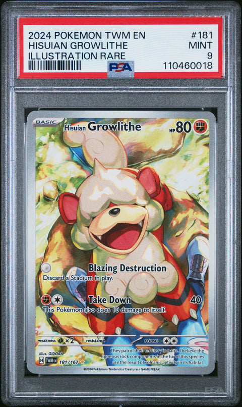 2024 Pokemon Twm En-Twilight Masquerade Hisuian Growlithe #181 PSA 9