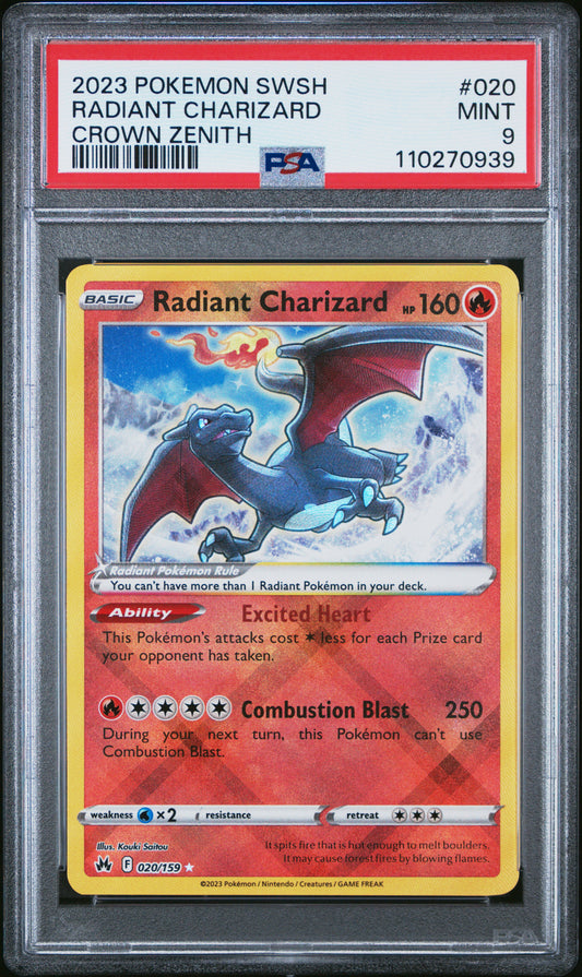 2023 Pokemon Sword And Shield Crown Zenith Radiant Charizard #020 PSA 9