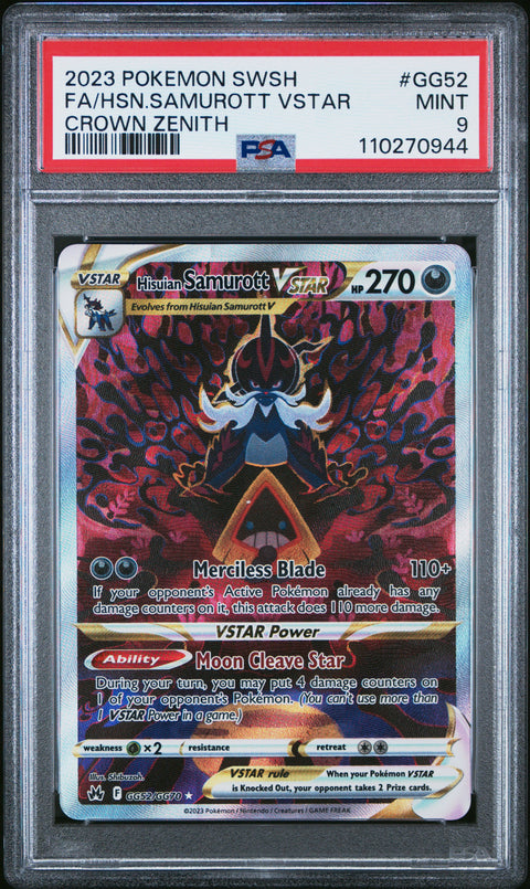 2023 Pokemon Sword And Shield Crown Zenith Fa/Hsn.Samurott Vstar #GG52 PSA 9