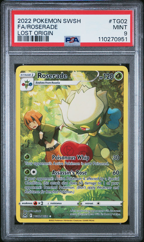 2022 Pokemon Sword & Shield Lost Origin Fa/Roserade #TG02 PSA 9