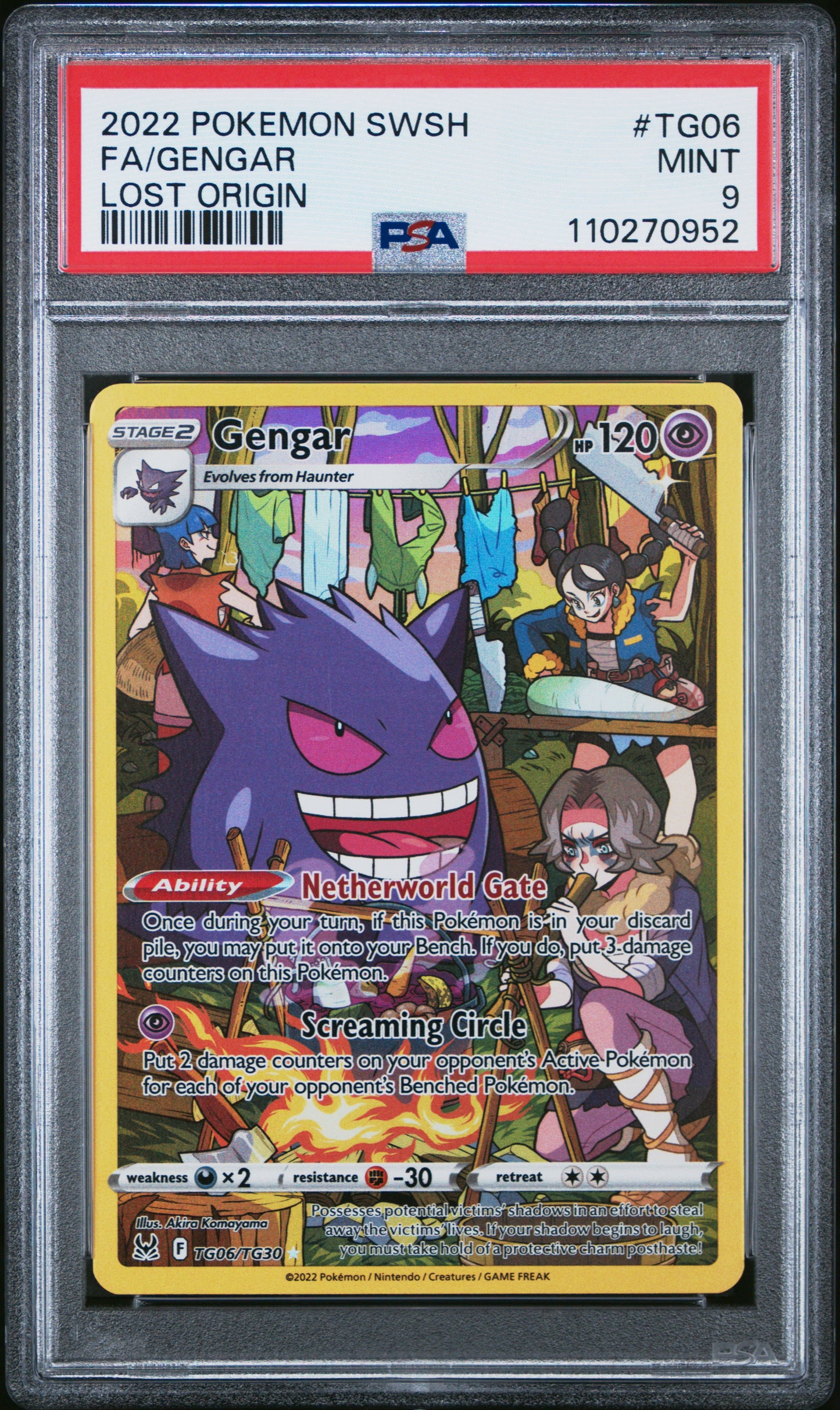 2022 Pokemon Sword & Shield Lost Origin Fa/Gengar #TG06 PSA 9