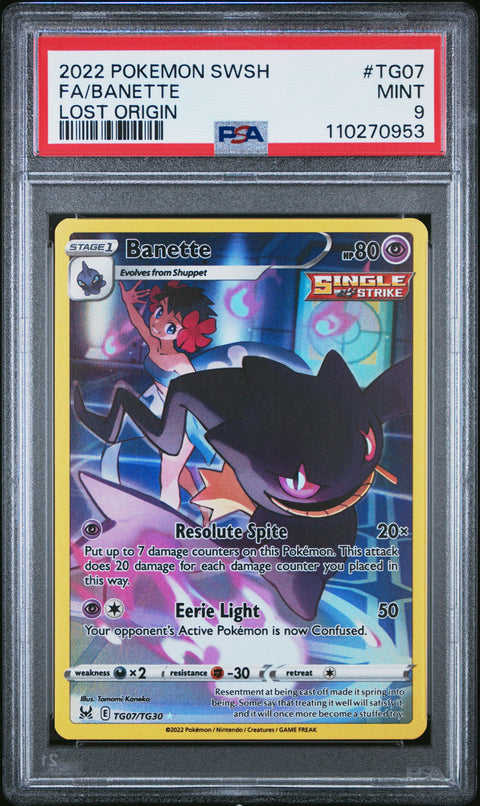 2022 Pokemon Sword & Shield Lost Origin Fa/Banette #TG07 PSA 9