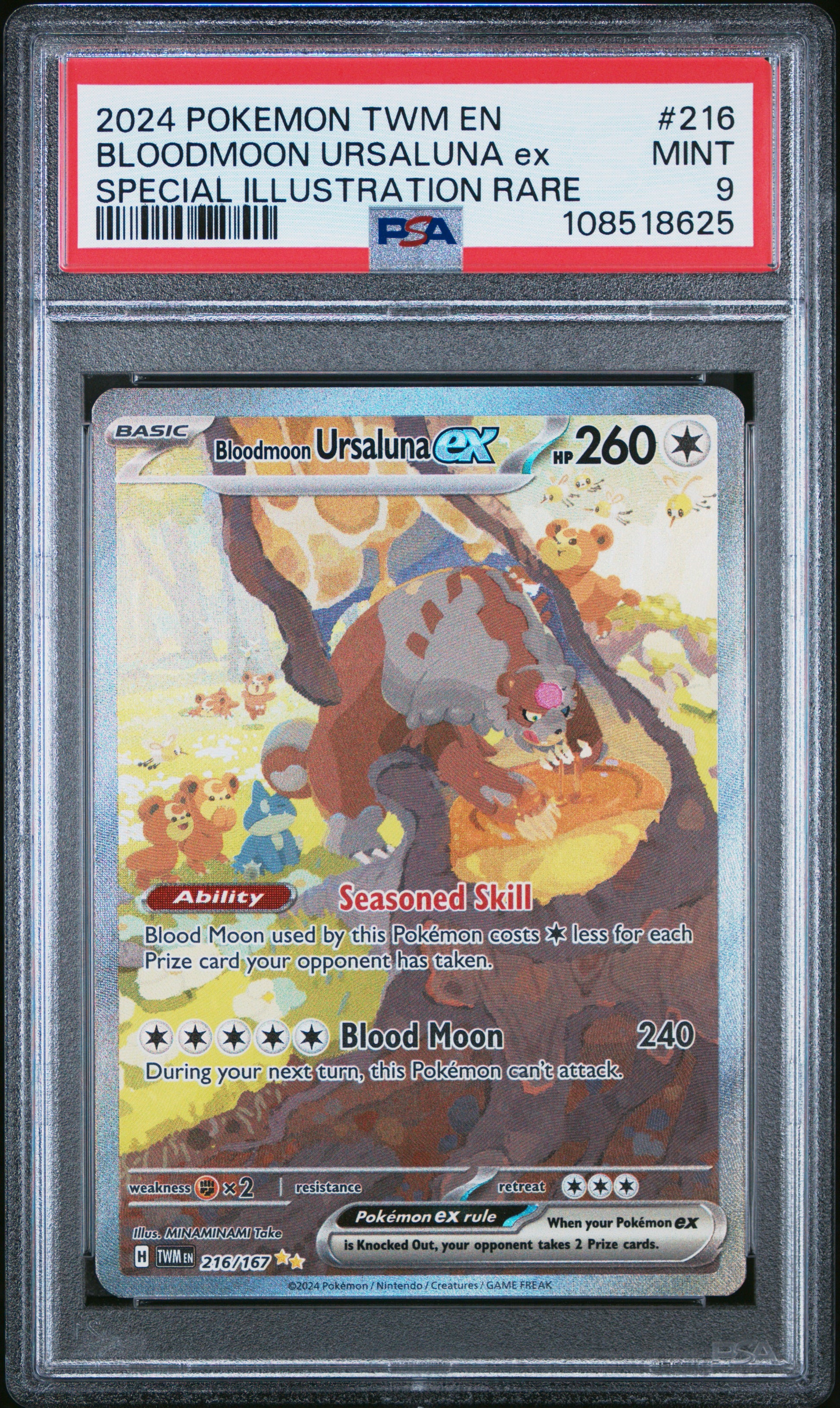 2024 Pokemon Twm En-Twilight Masquerade #216 Bloodmoon Ursaluna Ex PSA 9
