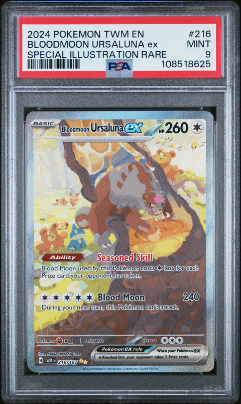 2024 Pokemon Twm En-Twilight Masquerade #216 Bloodmoon Ursaluna Ex PSA 9