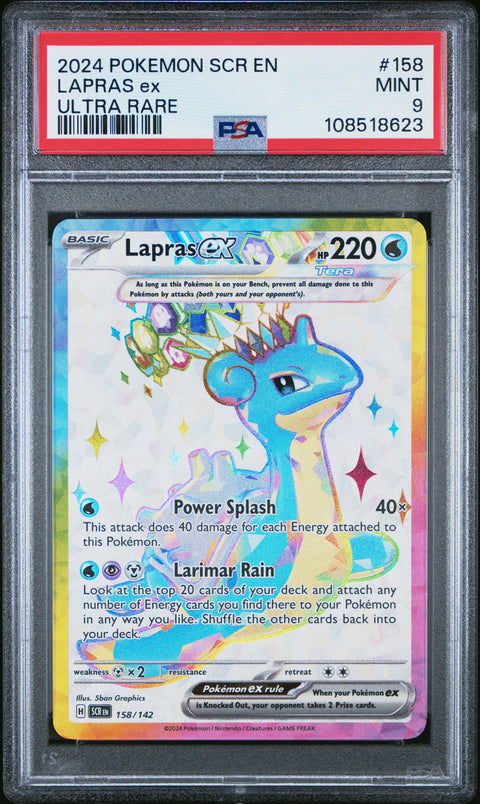 2024 Pokemon Scr En-Stellar Crown #158 Lapras Ex Ultra Rare PSA 9