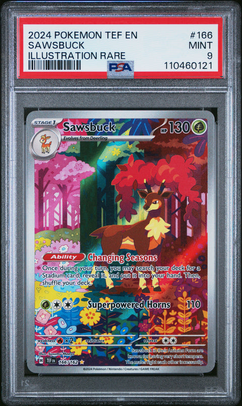 2024 Pokemon Tef En-Temporal Forces #166 Sawsbuck Illustration Rare PSA 9