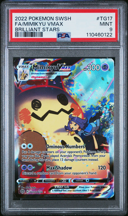 2022 Pokemon Sword & Shield Brilliant Stars #TG17 Fa/Mimikyu Vmax PSA 9