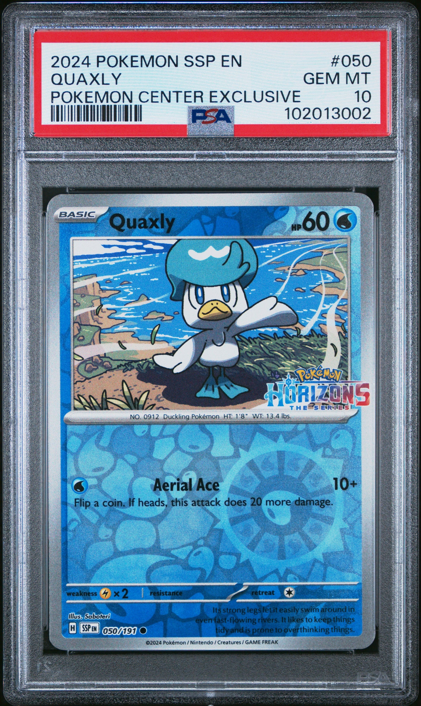 2024 Pokemon Ssp En-Surging Sparks #050 Quaxly Pokemon Center Exclusive PSA 10