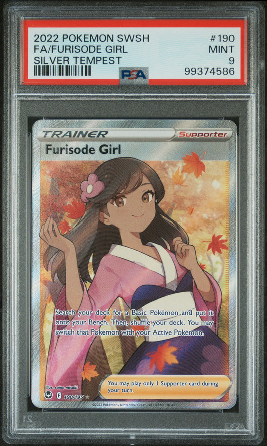 2022 Pokemon Sword & Shield Silver Tempest #190 Fa/Furisode Girl PSA 9