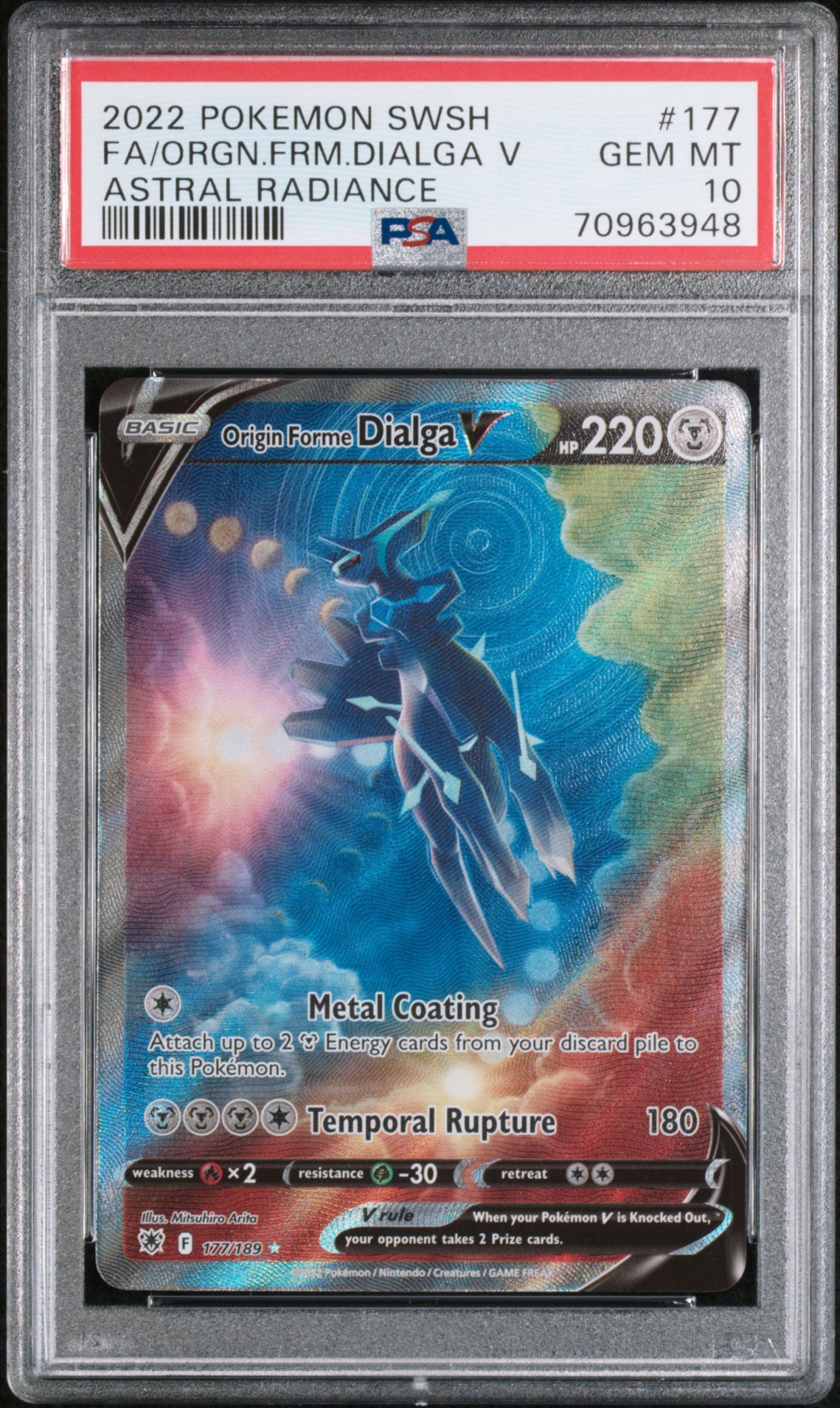 2022 Pokemon SWSH Astral Radiance #177 Origin Forme Dialga V Alt Art PSA 10