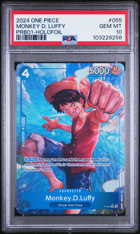 2024 One Piece Prb01-Premium Booster The Best- #055 Monkey D. Luffy PSA 10