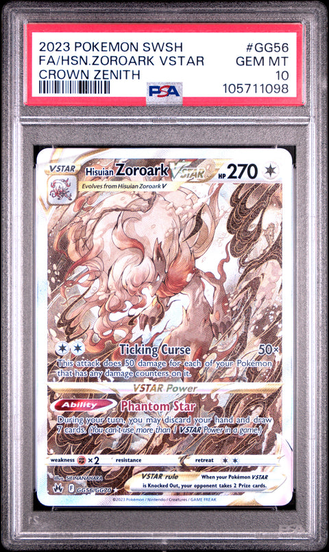 2023 Pokemon Sword And Shield Crown Zenith #GG56 Fa/Hisuian Zoroark Vstar PSA 10