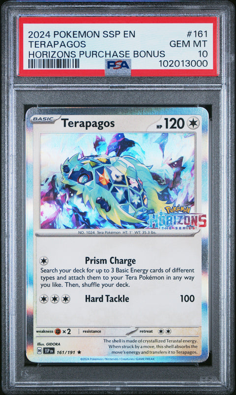 2024 Pokemon Ssp En-Surging Sparks #161 Terapagos Horizons Purchase Bonus PSA 10