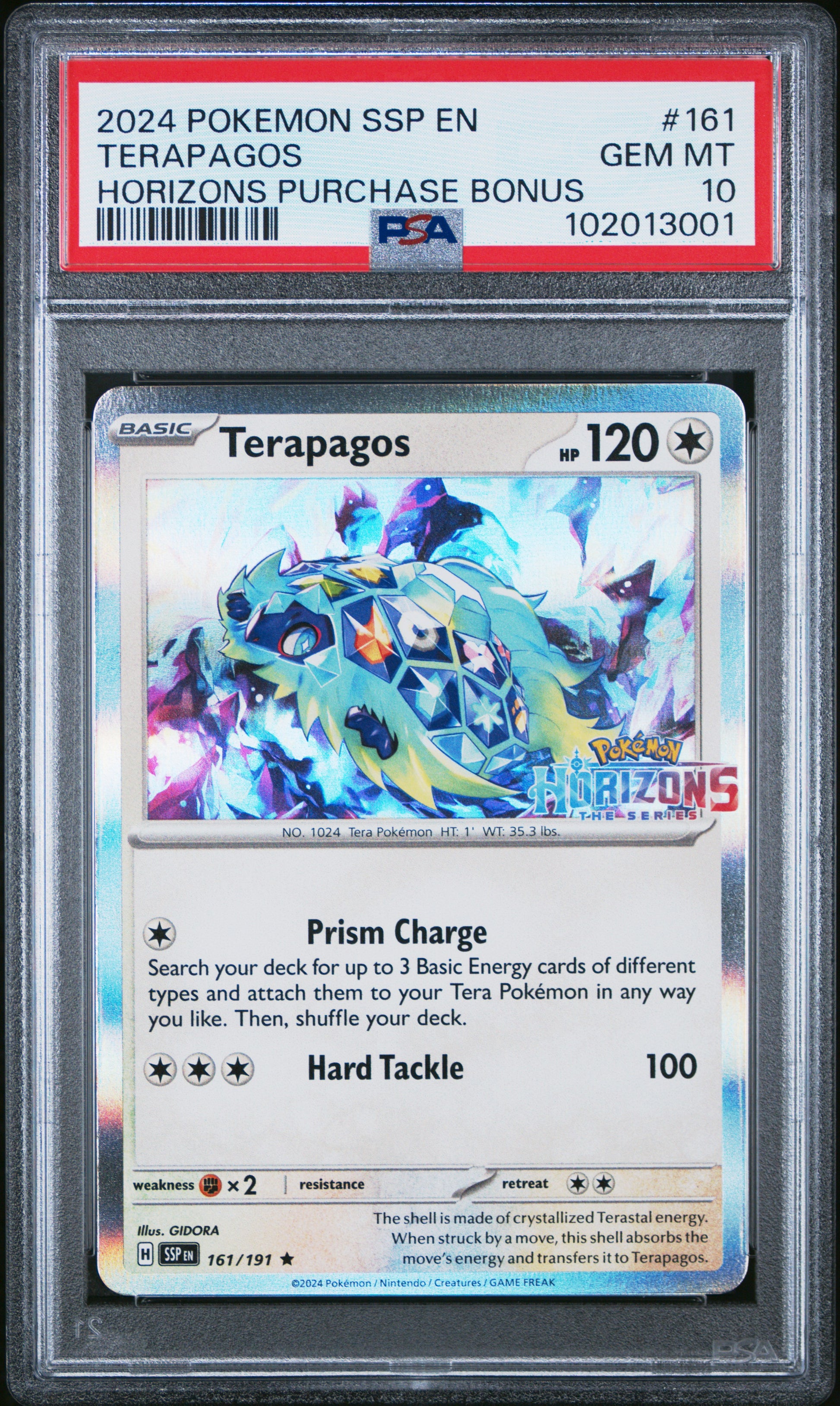 2024 Pokemon Ssp En-Surging Sparks #161 Terapagos Horizons Purchase Bonus PSA 10