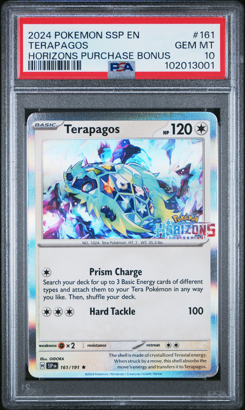 2024 Pokemon Ssp En-Surging Sparks #161 Terapagos Horizons Purchase Bonus PSA 10