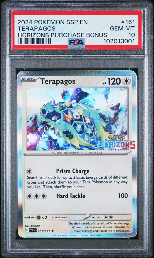 2024 Pokemon Ssp En-Surging Sparks #161 Terapagos Horizons Purchase Bonus PSA 10