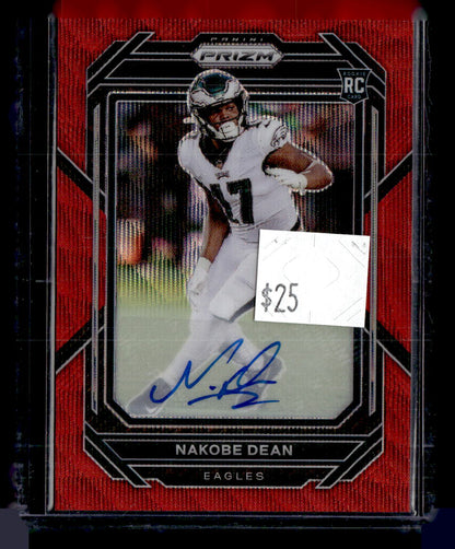 2022 Panini Prizm Nakobe Dean Red Wave Auto /149
