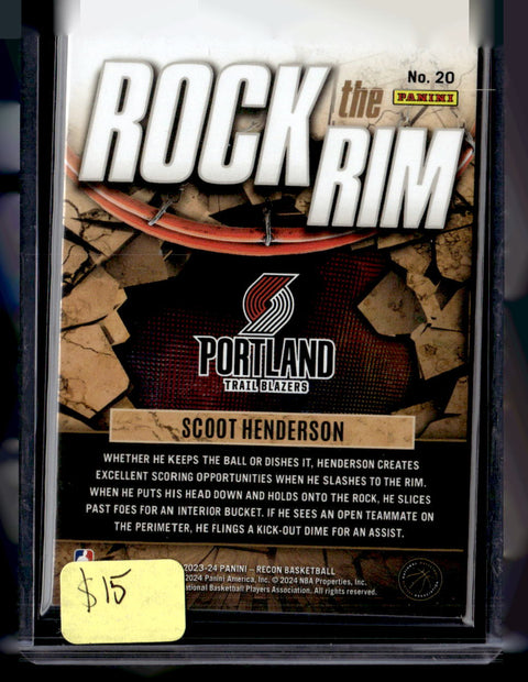 2023-24 Panini Recon #20 Scoot Henderson Rock the Rim