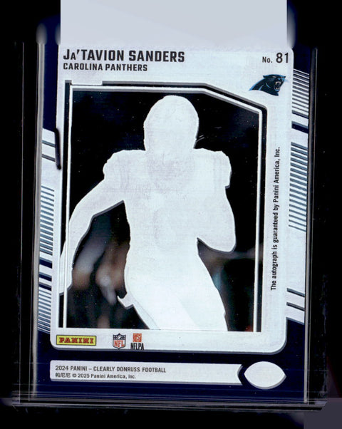 2024 Donruss Clearly Ja'Tavion Sanders Blue Auto /49