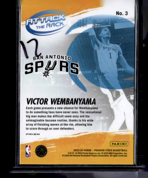 2023-24 Hoops Premium Stock Victor Wembanyama Attack The Rack Silver
