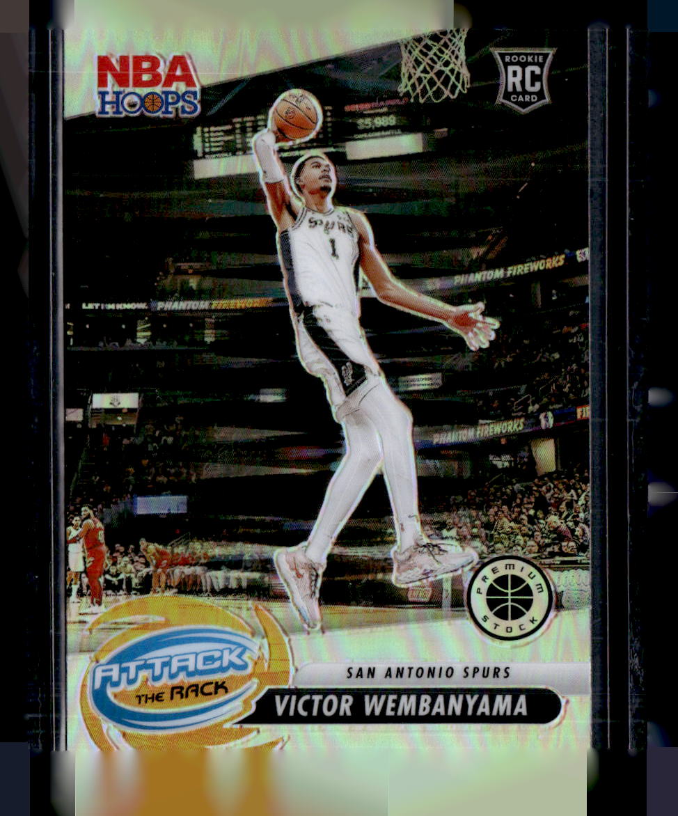 2023-24 Hoops Premium Stock Victor Wembanyama Attack The Rack Silver