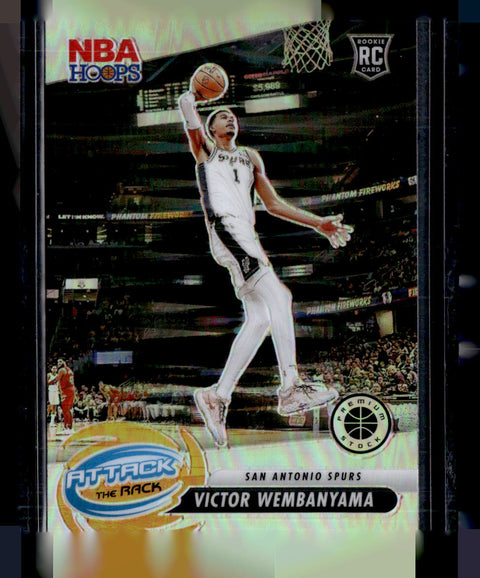 2023-24 Hoops Premium Stock Victor Wembanyama Attack The Rack Silver