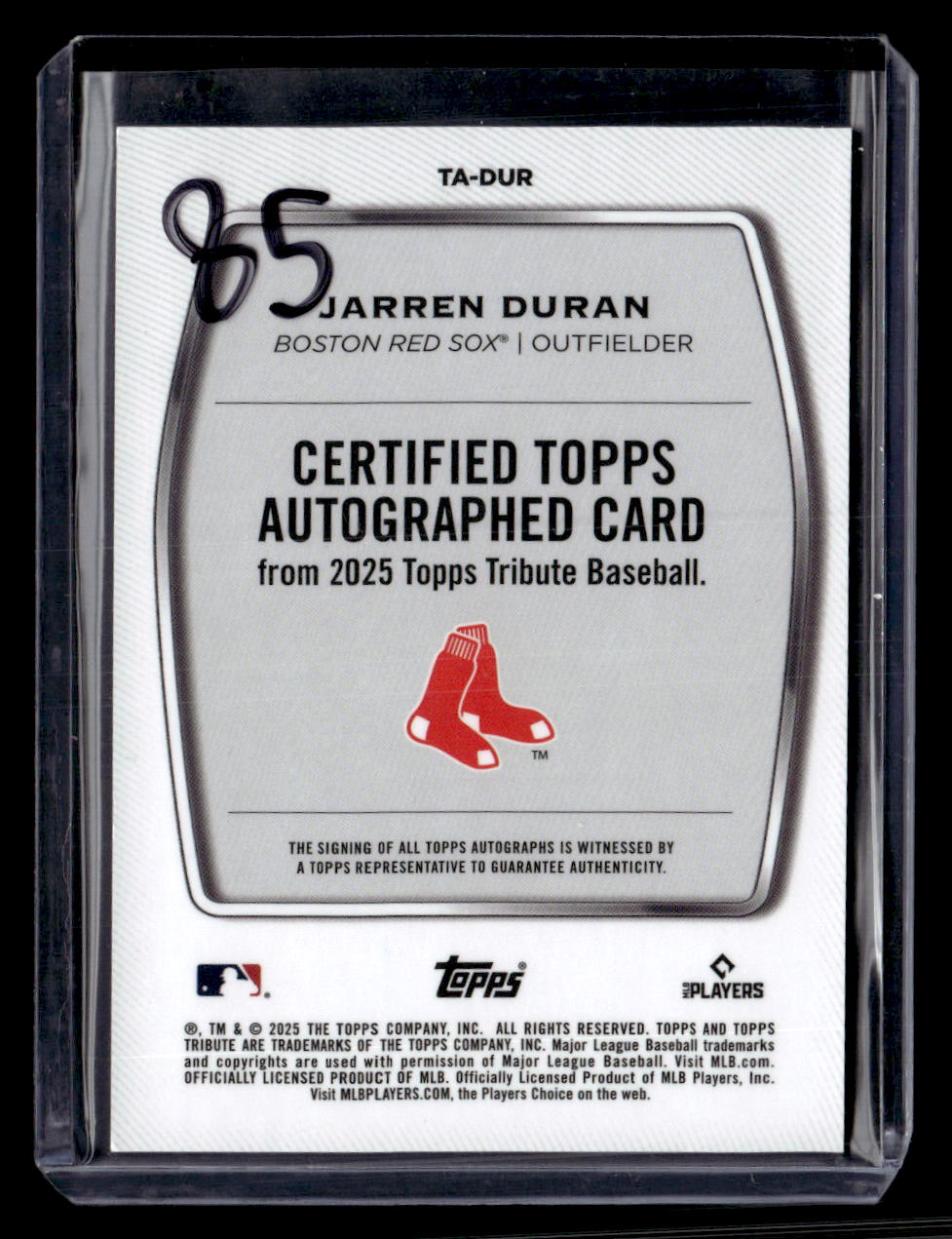 2025 Topps Tribute Jarren Duran Auto /50