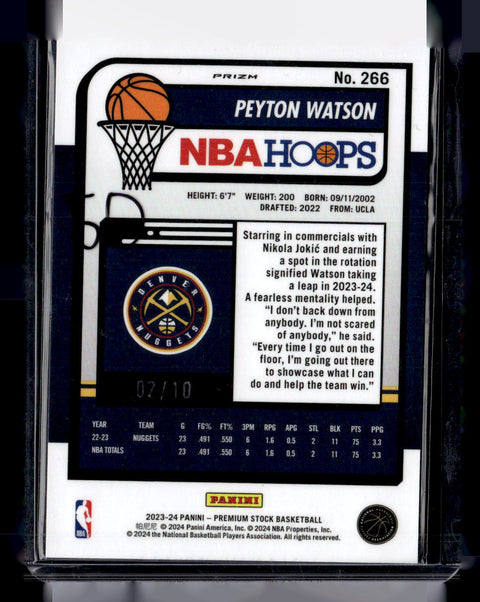 2023-24 NBA Hoops Premium Stock Peyton Watson Gold Disco /10