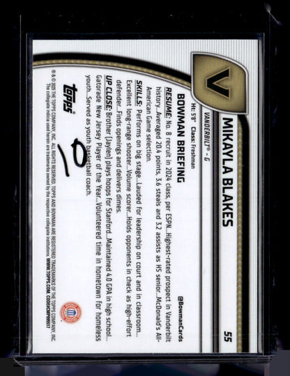 2024-25 Bowman University Chrome #55 Mikayla Blakes Green Shimmer