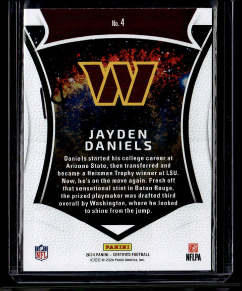 2024 Panini Certified #4 Jayden Daniels Certified Rookies