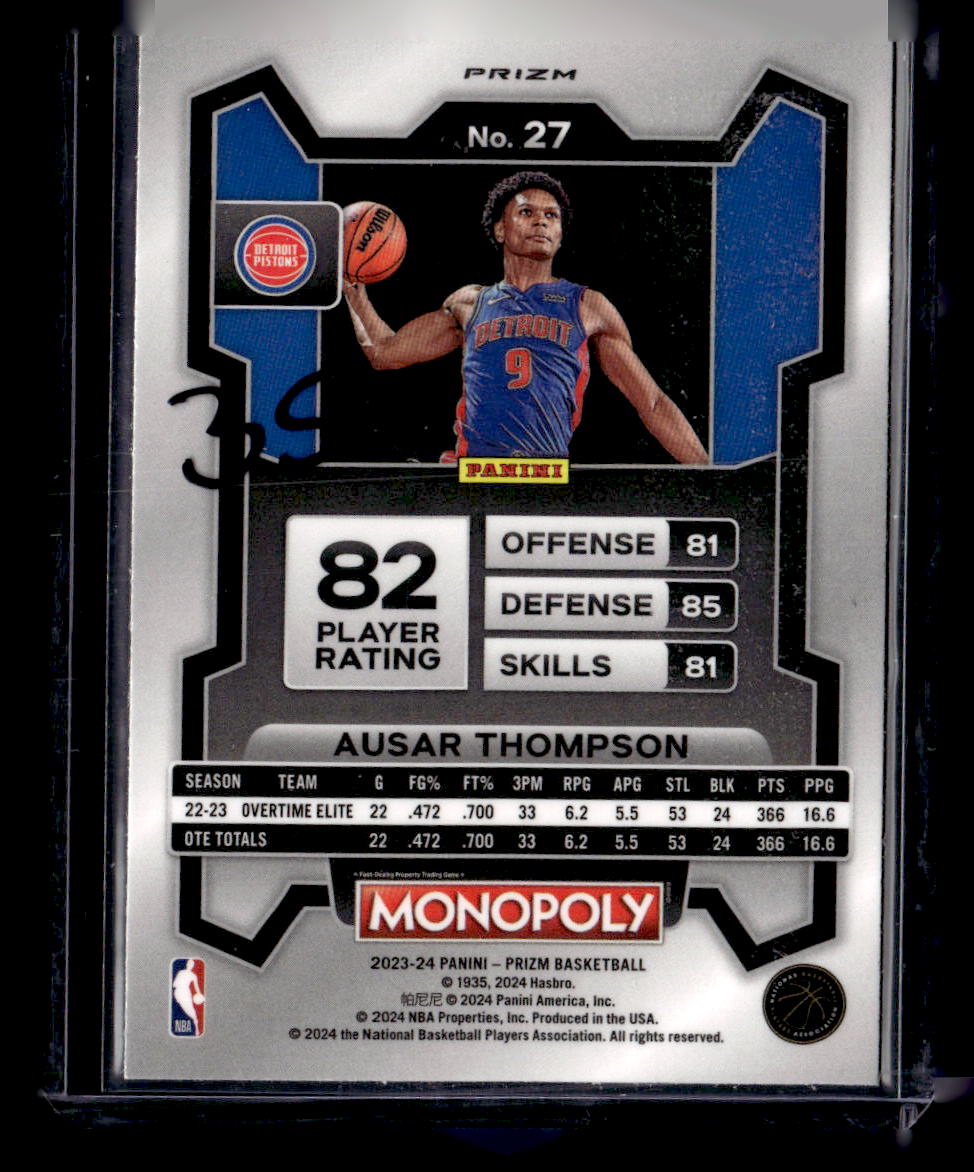 2023-24 Panini Monopoly Prizm Ausar Thompson Monopoly Man Disco