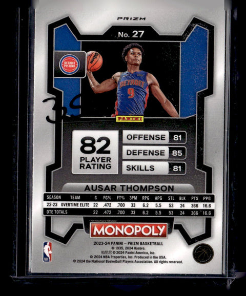 2023-24 Panini Monopoly Prizm Ausar Thompson Monopoly Man Disco