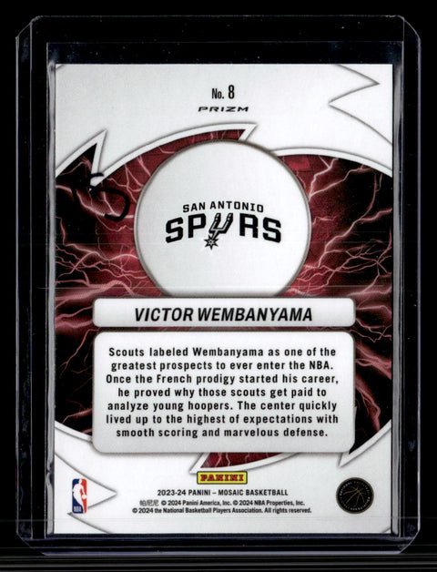 2023-24 Panini Mosaic #8 Victor Wembanyama Thunder Road Mosaic Green
