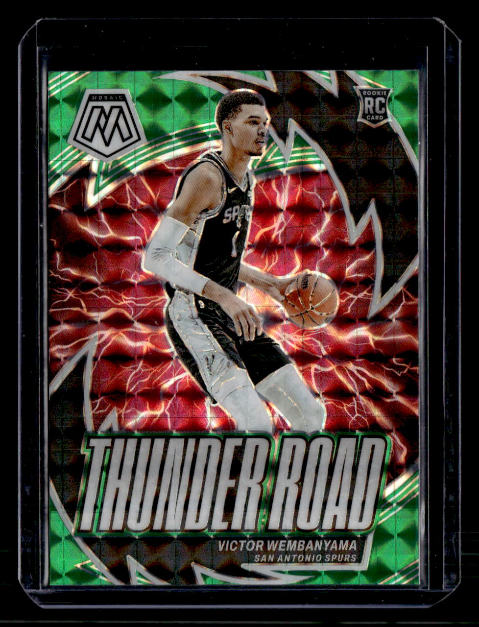 2023-24 Panini Mosaic #8 Victor Wembanyama Thunder Road Mosaic Green