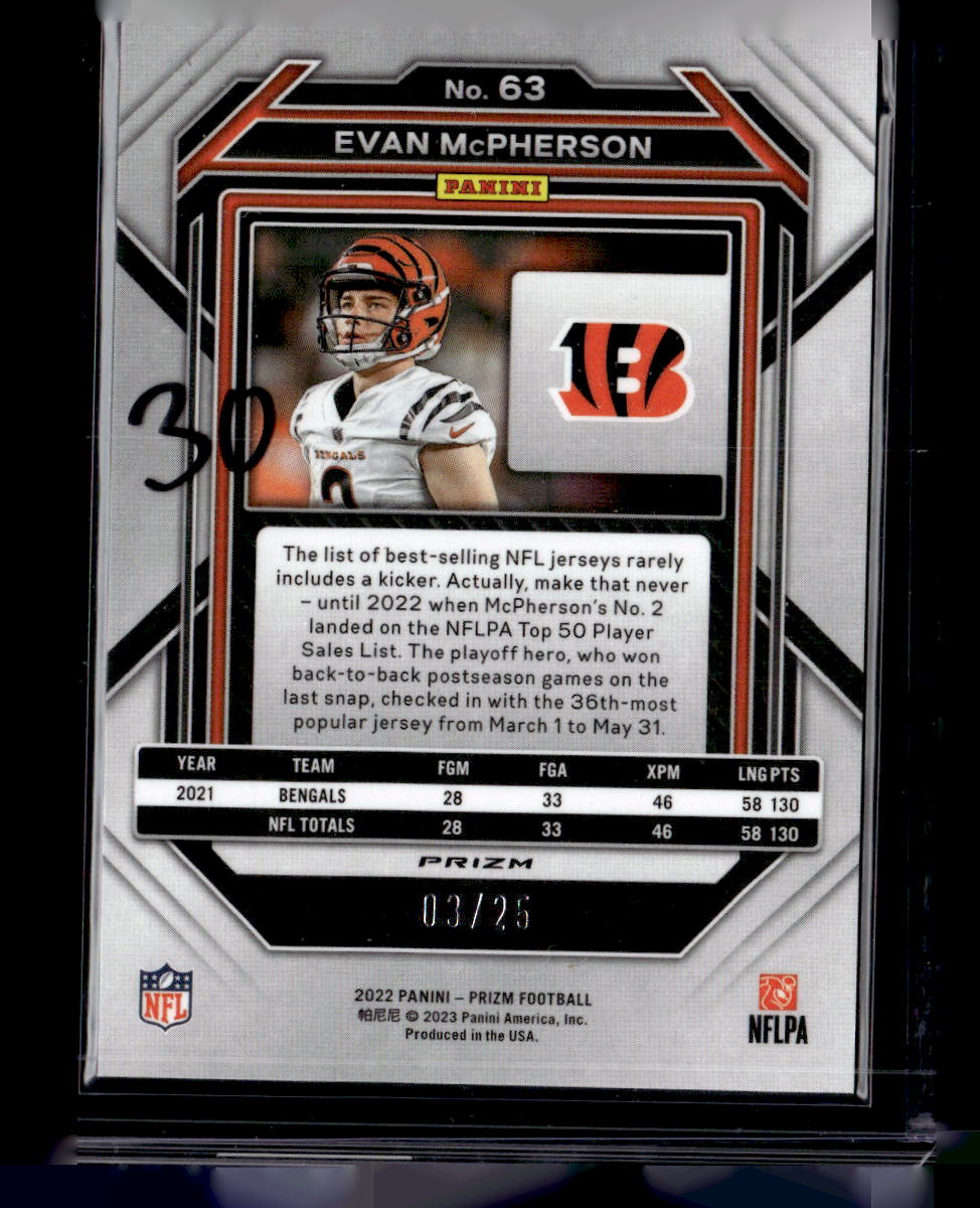 2022 Panini Prizm Evan McPherson Blue Shimmer /25