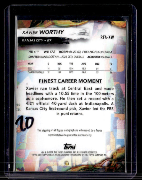 2024 Topps Finest Xavier Worthy Auto